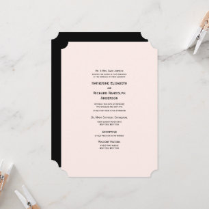 Feierliche und elegante Blush & Black Ticket Hochz Einladung