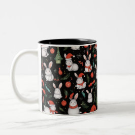 Feierliche und fröhliche Weihnachtsbunny-Tasse Zweifarbige Tasse