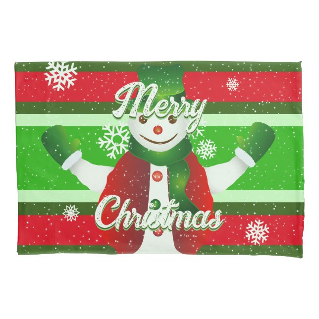Feierliche und FUN Snowman Weihnachten Kissenbezug (Vorderseite-Links)