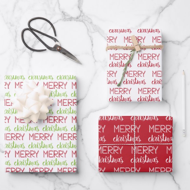 Feierliche und Niedliche Weihnachts-Weihnachtsfeie Geschenkpapier Set (Vorderseite)
