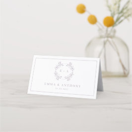 Feierliche Vintage Lavendel-Monogramm-Hochzeit Platzkarte