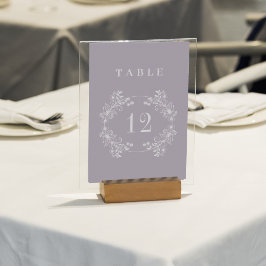 Feierliche Vintage Lavendel-Monogramm-Hochzeit Tischnummer