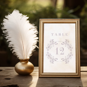 Feierliche Vintage Lavendel-Monogramm-Hochzeit Tischnummer
