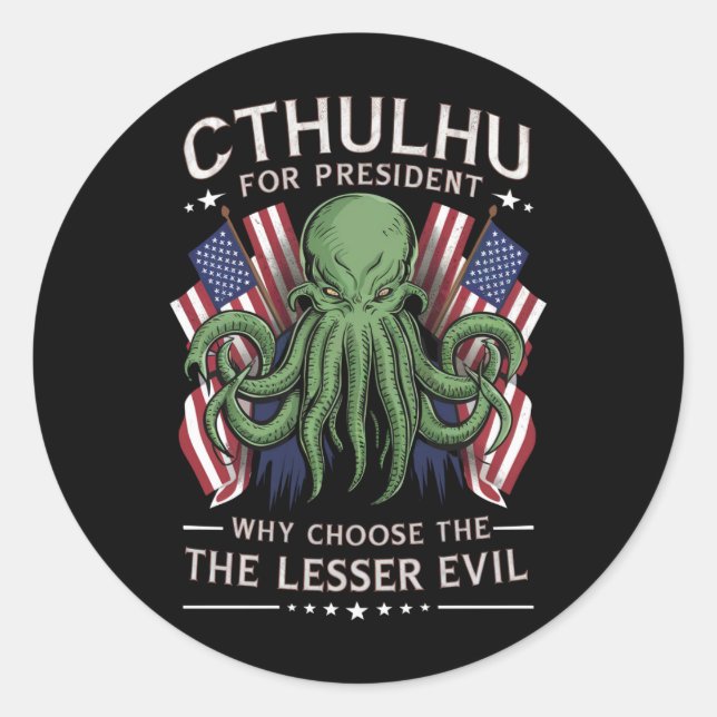Feierliche Wahlen 2024 Cthulhu für den Präsidenten Runder Aufkleber (Vorderseite)