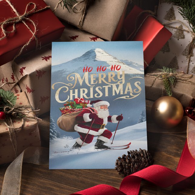 Feierliche Weihnachten Abends Schneeabfahrten Postkarte (Von Creator hochgeladen)