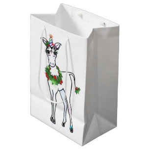 Feierliche Weihnachten bunt Einhorn zeichnend Mittlere Geschenktüte