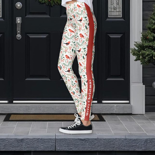 Feierliche Weihnachten Heilige Berries Grünpflanze Leggings (Von Creator hochgeladen)