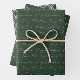 Feierliche Weihnachten in Grün und Beige Geschenkpapier Set