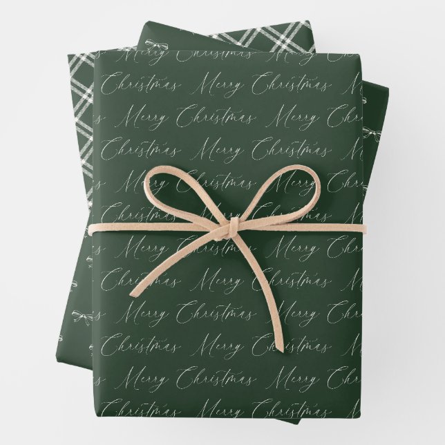 Feierliche Weihnachten in Grün und Beige Geschenkpapier Set (Beispiel)