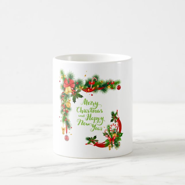 Feierliche Weihnachten und glückliches Neues Jahr Kaffeetasse (Mittel)