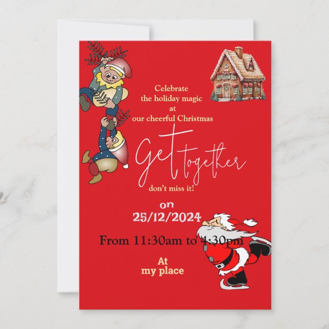 Feierliche Weihnachten zusammenkommen Einladung (Vorderseite)