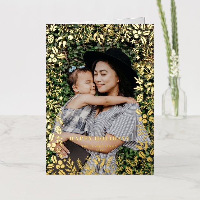 Feierliche Weihnachts-Foliage Frame Happy Holidays (Blume)