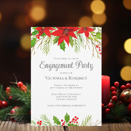 Feierliche Weihnachts-Poinsettia Engagement Party Einladung
