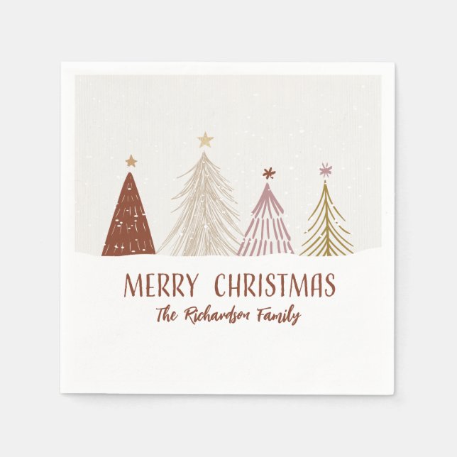 Feierliche Weihnachtsbäume Weihnachtsfeier Serviette (Vorderseite)