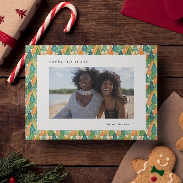 Feierliche Weihnachtsbaumen Muster Foto Happy Feiertagskarte (Von Creator hochgeladen)