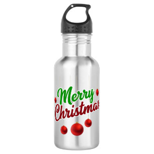 Feierliche Weihnachtsdekoration mit Roten Ornament Edelstahlflasche