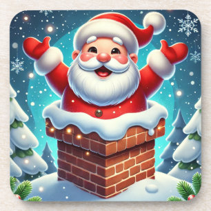 Feierliche Weihnachtsfeier aus Kamin Getränkeuntersetzer