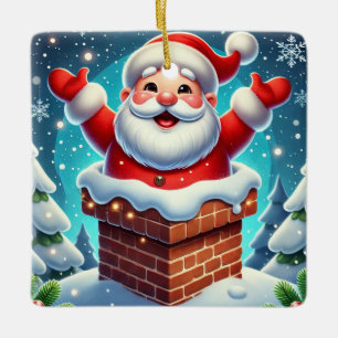 Feierliche Weihnachtsfeier aus Kamin Keramikornament