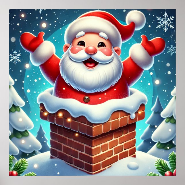 Feierliche Weihnachtsfeier aus Kamin Poster (Vorne)