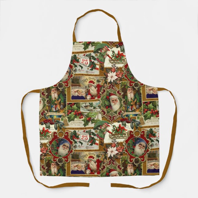 Feierliche Weihnachtsfeier Ephemera Collage-Gold Schürze (Vorderseite)