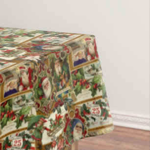 Feierliche Weihnachtsfeier Ephemera Collage-Gold Tischdecke