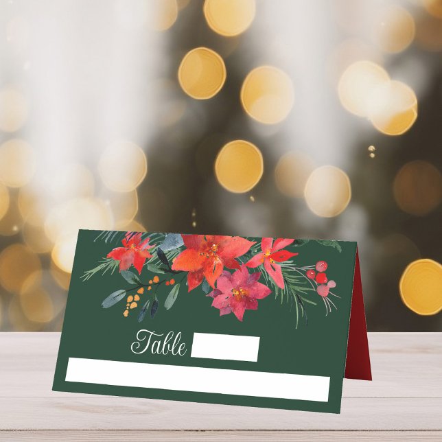 Feierliche Weihnachtsfeier Poinsettia Weihnachtsfe Platzkarte (Von Creator hochgeladen)
