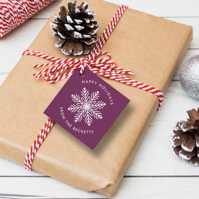 Feierliche Weihnachtsfeiertage mit Schneeflocken Geschenkanhänger (Von Creator hochgeladen)