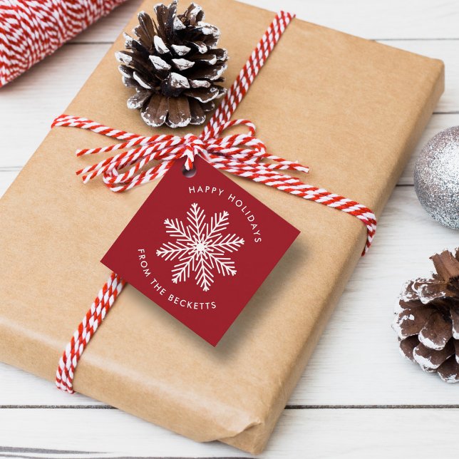 Feierliche Weihnachtsfeiertage mit Schneeflocken Geschenkanhänger (Von Creator hochgeladen)