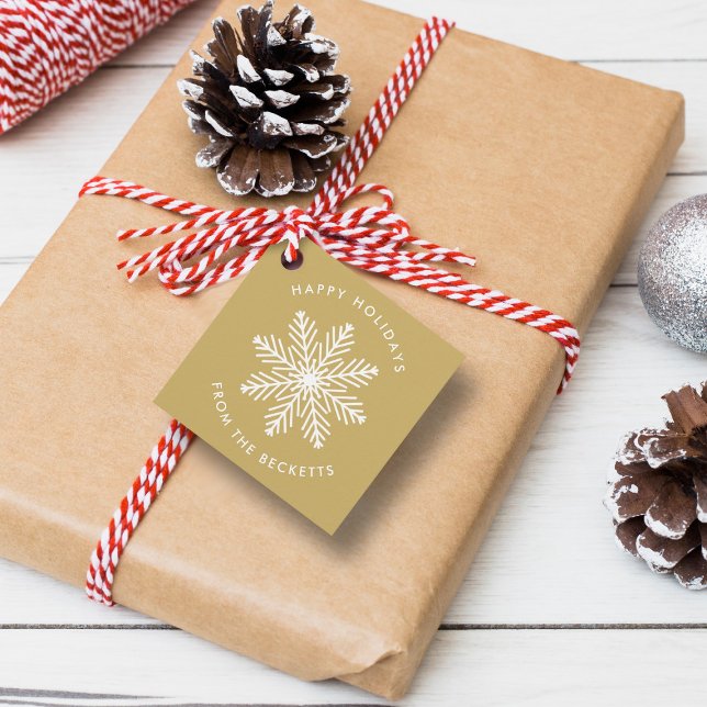 Feierliche Weihnachtsfeiertage mit Schneeflocken Geschenkanhänger (Von Creator hochgeladen)