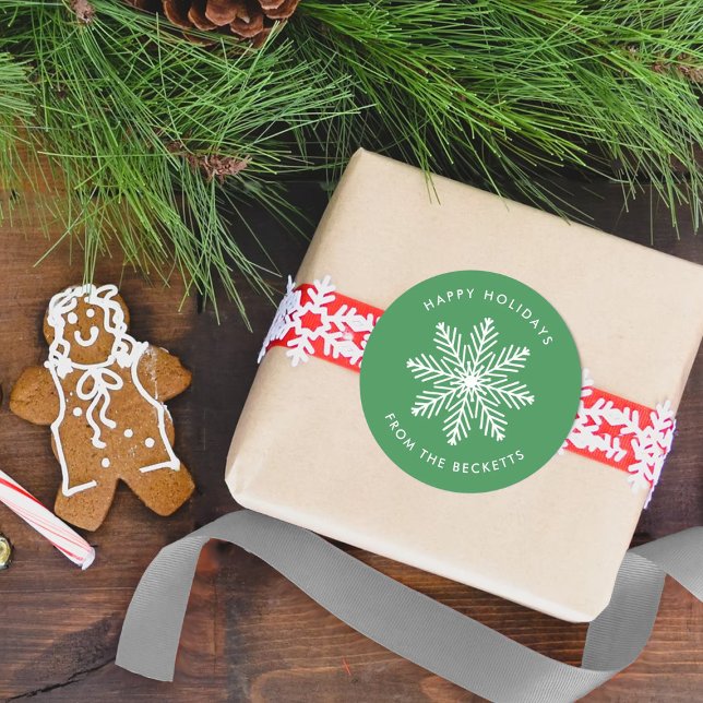 Feierliche Weihnachtsfeiertage mit Schneeflocken Runder Aufkleber (Von Creator hochgeladen)