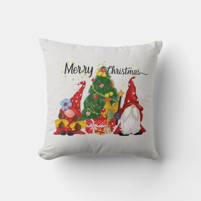 Feierliche Weihnachtsgnom Holiday Throw Kissen (Vorderseite)