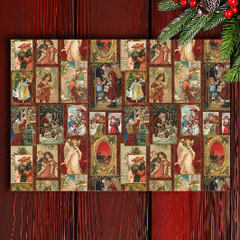 Feierliche Weihnachtskarte Collage-Red BG Seidenpapier