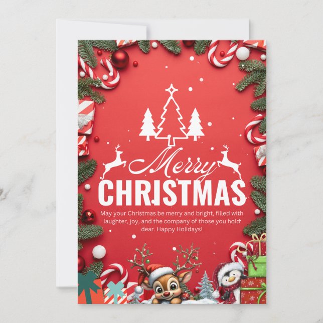 Feierliche Weihnachtskarte mit Rentierfreude Einladung (Vorderseite)