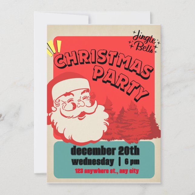 Feierliche Weihnachtsmannmütze Weihnachten Party E Einladung (Vorderseite)