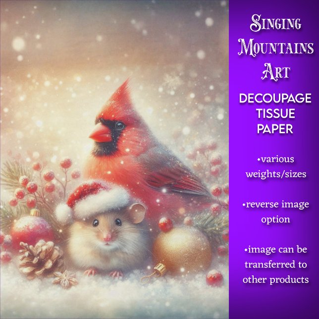 Feierliche Weihnachtsmaus und Vogelfreunde-Dekoupa Seidenpapier (Von Creator hochgeladen)