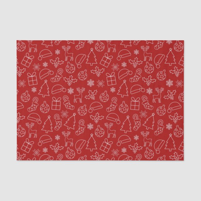 Feierliche Weihnachtsmuster in Rot und Weiß Seidenpapier (Vorderseite)