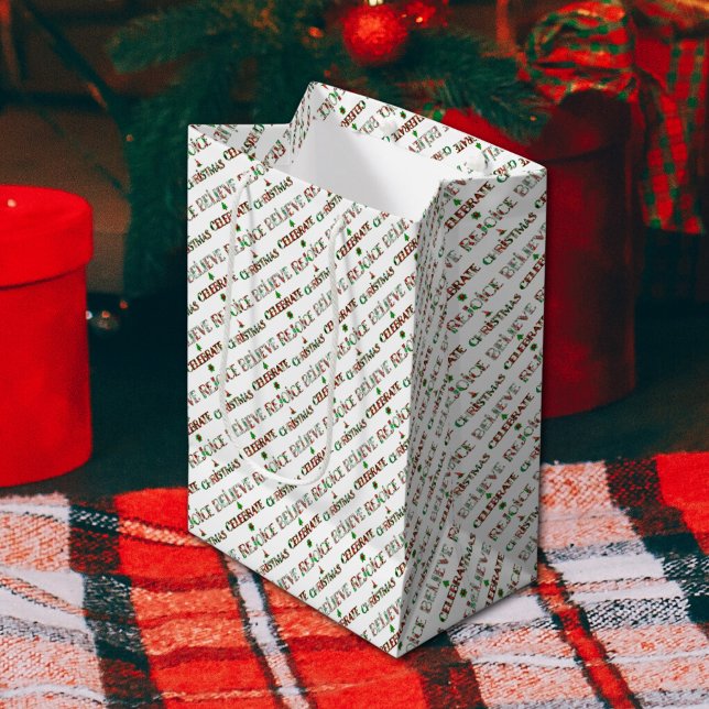 Feierliche Weihnachtstypografie Mittlere Geschenktüte (Von Creator hochgeladen)