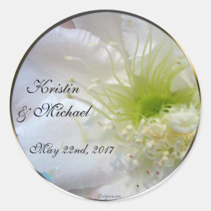 Feierliche Weiße Blume Hochzeit maßgeschneiderte U Runder Aufkleber