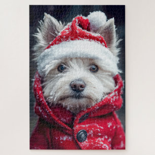 Feierliche Westie im Schnee