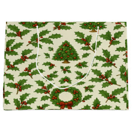 Feierliche Wiederholung Weihnachtsmuster Holly & W Große Geschenktüte
