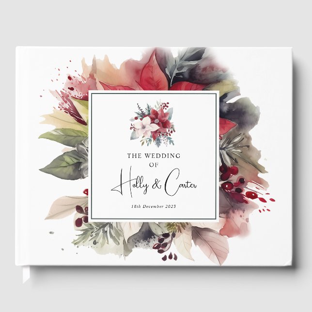 Feierliche Winter Florals Weihnachtsfeier Gästebuch (Vorderseite)