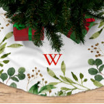 Feierliche Winter Greenery Holiday Monogram Polyester Weihnachtsbaumdecke<br><div class="desc">Dieser moderne Urlaubsprint besticht durch eine wunderschöne Grenze mit Aquarellfarben-Blätter und Beeren sowie durch ein klassisches Monogramm. Ein personalisierter Baumrock ist eine schöne Art,  Ihre Zuhause für den Urlaub zu dekorieren.</div>