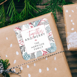 Feierliche Winterlandschaft Quadratischer Aufkleber