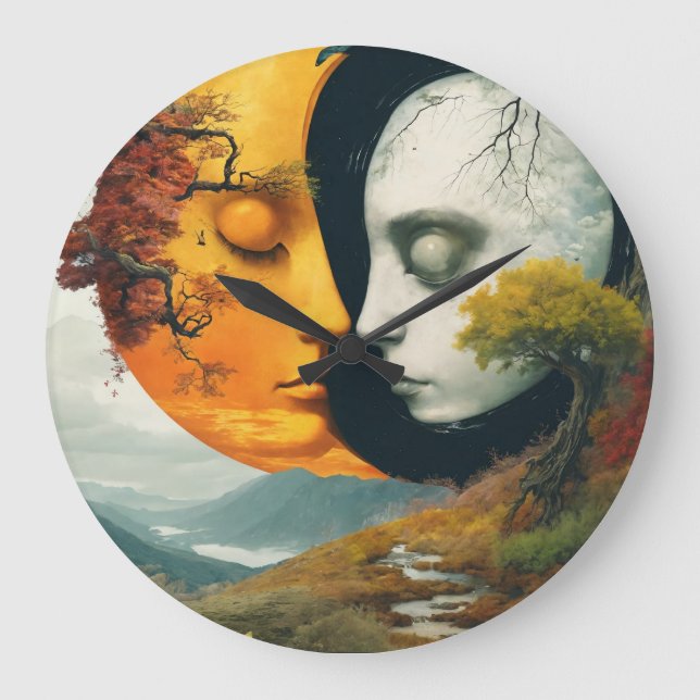 "Feierliche Zeit: Sun & Moon Wall Clock" Große Wanduhr (Vorderseite)