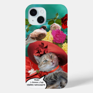 FEIERLICHER CAT-PRINZESTATUS, ROTER HAT MIT SCHWEI iPhone 15 HÜLLE