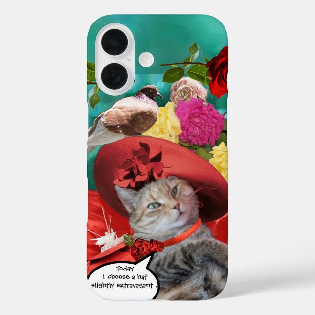 FEIERLICHER CAT-PRINZESTATUS, ROTER HAT MIT SCHWEI iPhone 16 HÜLLE (Rückseite)