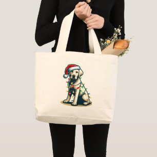 Feierlicher Feiertag Labrador Hund mit Weihnachtsl Jumbo Stoffbeutel