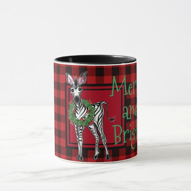 Feierlicher Feiertag Zebra Holly Kranz | Roter Büf Tasse (Zentrum)