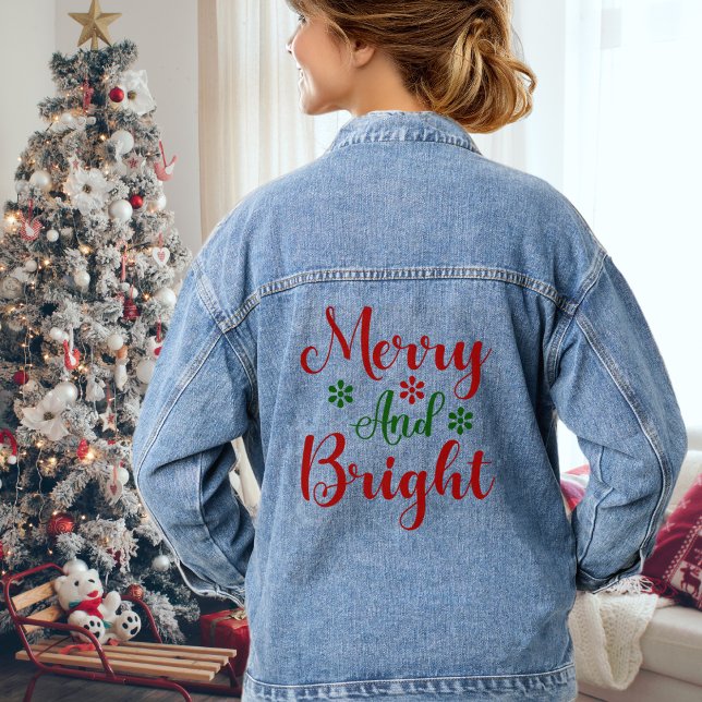 Feierlicher, fröhlicher und heller Weihnachtsurlau Jeansjacke (Festive Merry And Bright Christmas Holiday Denim Jacket)