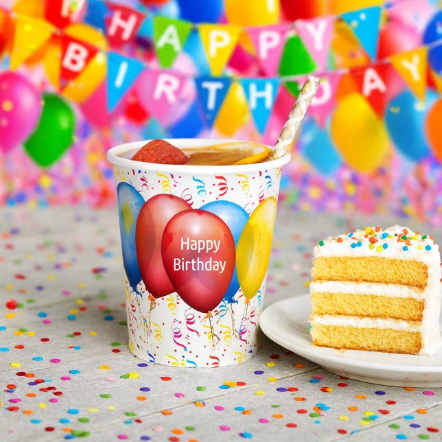 Feierlicher Geburtstag mit Balloons Pappbecher (Party time paper cup with festive balloon design )